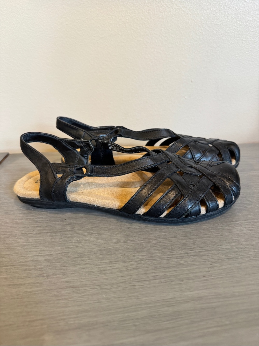 Earth Origins‎ Strappy Sandals Women’s Black Leather Comfort Slingback Casual 6